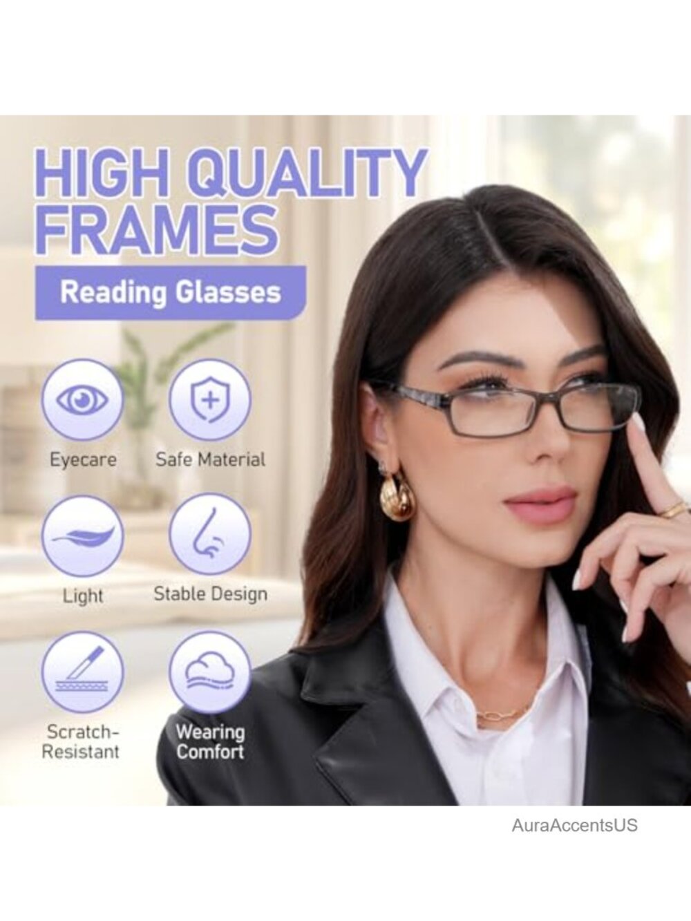 5 Pack Reading Glasses Spring Hinge Plastic Frame Readers